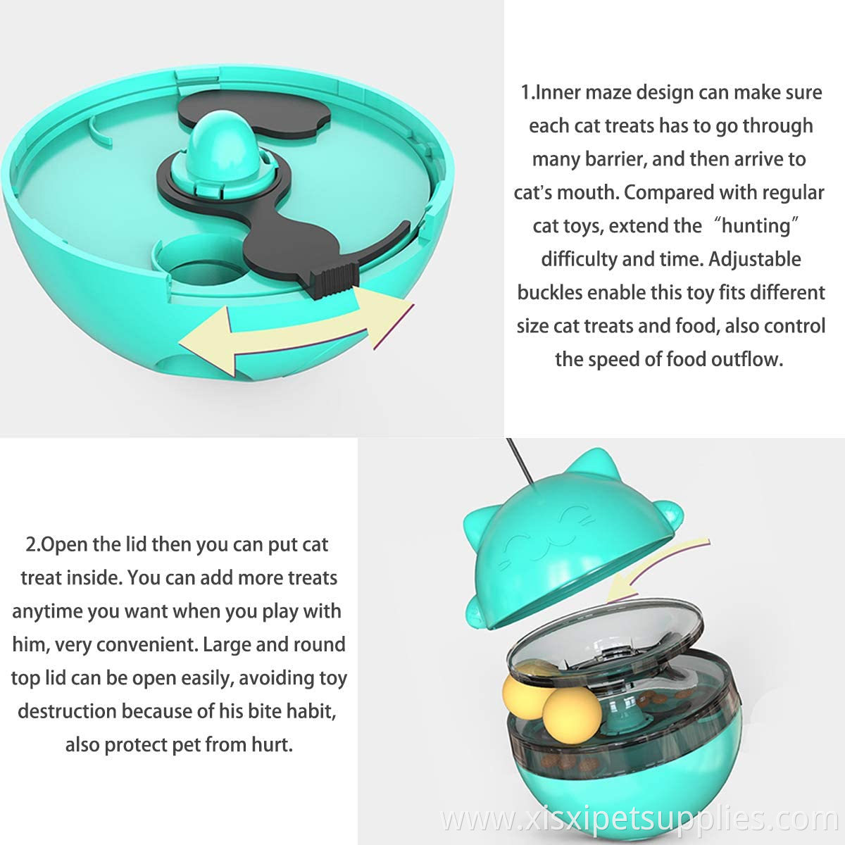 ABS interactive pet toy Cat Tumbler Treat Slow Feeder Ball Toy
